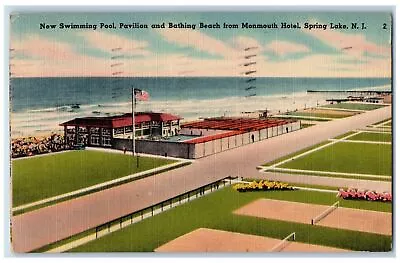 1957 Swimming Pool Pavilion Bathing Beach Monmouth Hotel Spring Lake NJ Postcard • $9.72