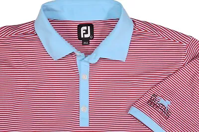 Footjoy Prodry Lisle Large Polo Shirt Stripe Stretch Perfor Mustang Golf Club Ss • $39.99
