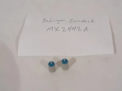 Set Of (2) Blue Teal Knobs For Behringer MX2442A Eurodesk Mixer & Others • $10.99