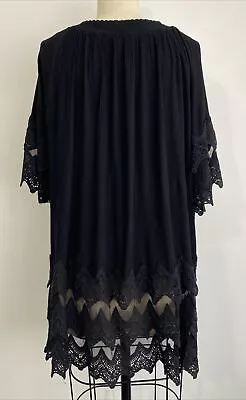Mono Reno Womens Black Lace Sheer Boho Beach Dress Sz M • $15