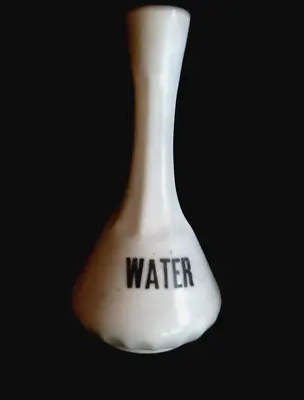 BARBER'S Old  Barber Shop's MILK GLASS 'WATER' BOTTLE Tall Lean And Ribbed • $32