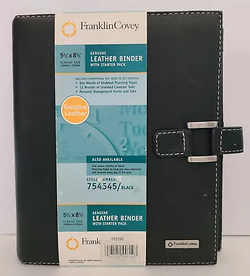 Franklin Covey Genuine Leather 5.5  X 8.5  Planner Style #754545 Black • $16