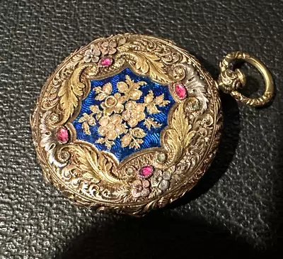 Vacheron 18k Multi Color Solid Gold  Key Wind  Enameled Pocket Watch 31m • $750