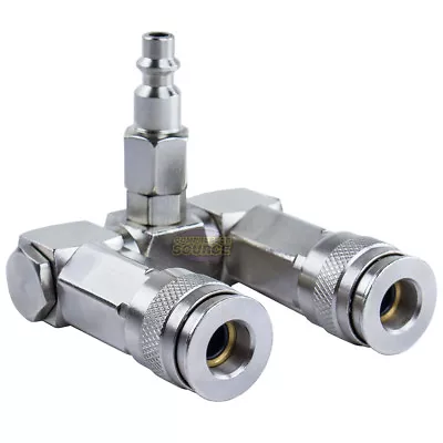 Two Way Air Hose Compressor Swivel Splitter 1/4  NPT 360 Degrees Connector • $22.95