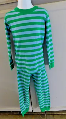 Hanna Andersson Green Striped L/S 2 Piece Organic Cotton Pajama Lounge Set 5 • $8.99