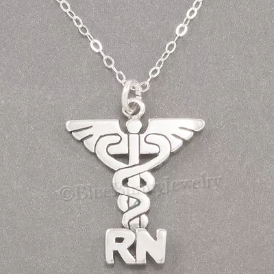 RN Caduceus Charm Registered Nurse Medical Pendant  925 STERLING SILVER Necklace • $29.99