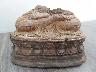 Antique Tibetan Mongolian  Buddhist Hand Made Clay Statue Fragment Base • $39.99