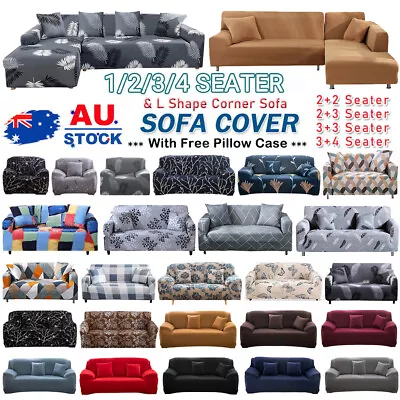 1/2/3/4 Seater L Shape Corner Sofa Covers High Stretch Protector Couch Slipcover • $39.99