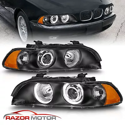 1997-2003 Black Dual Halo Projector Headlights For BMW E39 5-Series 528i/540i • $145.92