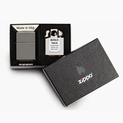 New Zippo Black Ice Lighter With Pipe Insert Set • $84.50