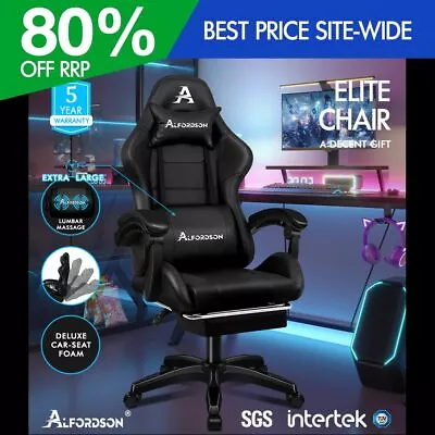 ALFORDSON Gaming Office Chair Extra Large Pillow Racing Executive Footrest Seat • $139.95
