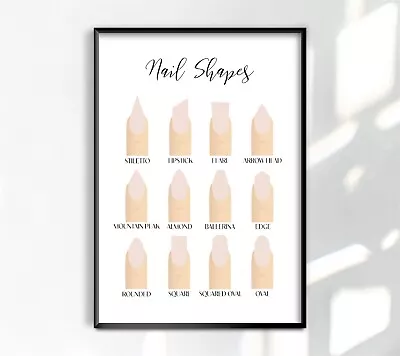 Nail Shape Guide Chart Salon Beauty Room Poster Home Décor Print Wall Art A4 A3 • £4.50