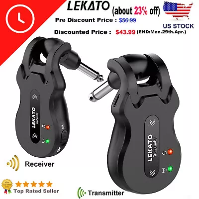 Lekato 5.8GHz Wireless Guitar System Transmitter Receiver Fit Bass Digital 100ft • $43.99