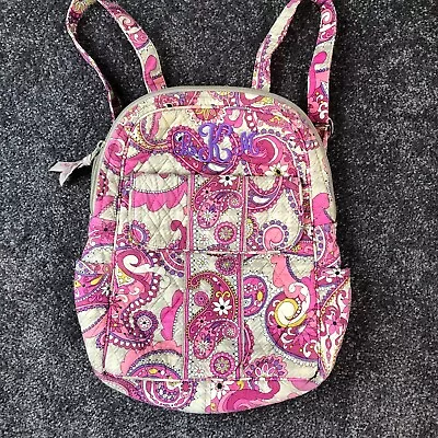 Vera Bradley Backpack Paisley Meets Plaid Medium *MONOGRAMMED*  EUC Pink • $12.25