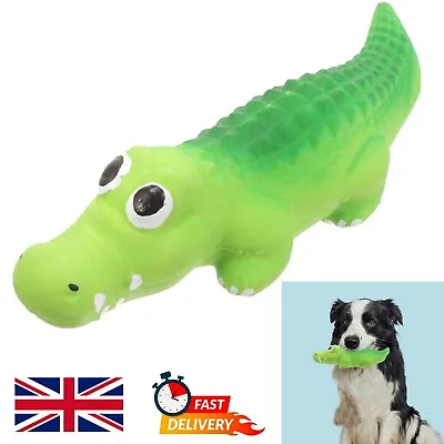 Dog Toy Squeaky Chew Toy Aligator Crocodile Toy Tough Rubber Large Teeth Clean • £5.23