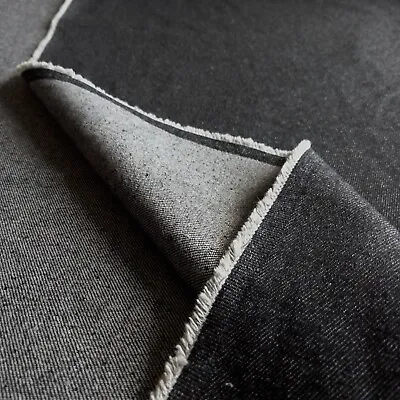 £0.99 • Buy Classic Black  Denim 170cm Wide Twill Cotton Blend Woven Fabric - Jeans Jackets