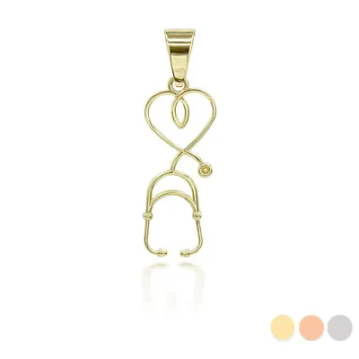 Gold Heart Stethoscope Pendant Necklace (Available In Yellow/Rose/White) • $323.64