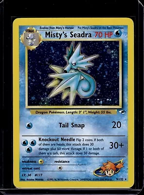 Misty's Seadra #9 Prerelease Promo Rare Gym Heroes Pokemon Card NM VINTAGE • $13.99