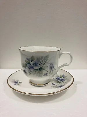 Sadler Wellington Tea Cup & Saucer Fine Bone China Purple Pansies  • £13.68