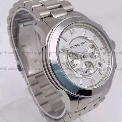 New Michael Kors MK8086 Chronograph Stainless Steel Silver 45mm Case Men's Watch • $102