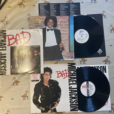 Michael Jackson – Off The Wall LP + Bad LP + 12  Single Vinyl Records Joblot VG+ • £14.99