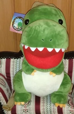 Yuruyuru Saurus Green Dinosaur T-Rex Plush Backpack 14  Adjustable Straps Kids D • $29.99