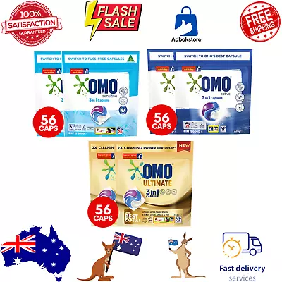 2 X 28pk OMO 3-in-1 Front & Top Loader Laundry Capsules Power Clean Fresh Scent • $48.35