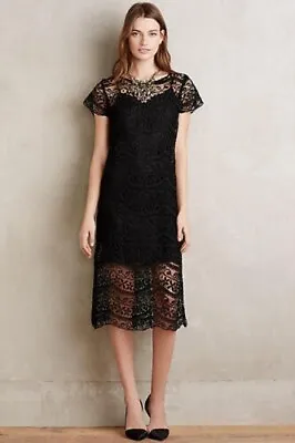 Anthropologie MYNE Anya Lace Midi Dress Black 10 NWT  CG • $99.50