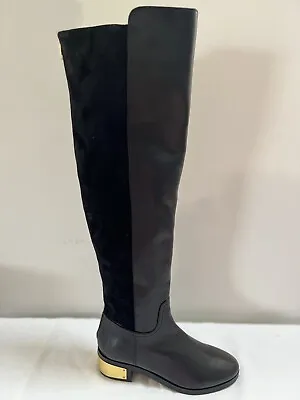 Miss KG Black Leather And Suede Rear Feature Zip Over Knee Boots UK 4 • £24.99