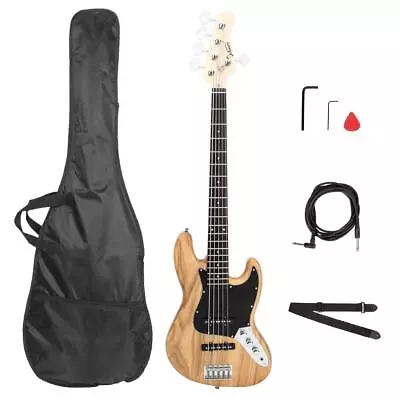 New Glarry Gjazz Electric 5 String Bass Guitar Burlywood 20 Frets W/Bag • $87.99