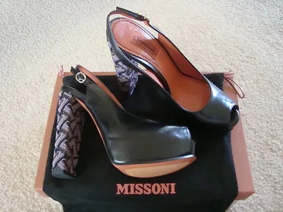 £97.11 • Buy NIB MISSONI Made In Italy Platform Sling Back Heels Pumps Shoes Peep Toe Sz 37.5