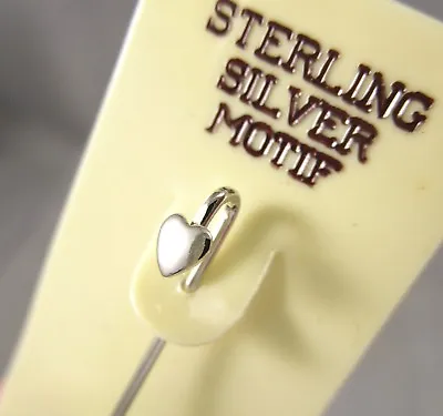 Vintage NOS Sterling Silver Motif 4 Mm Heart Costume Stick Pin Brooch #707 • $4.59