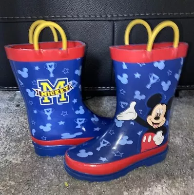 Mickey Mouse  Printed Waterproof Easy-On Rubber Rain Boots Size 8 • $18