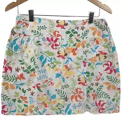 Vintage White Stag Cotton Retro Floral Colorful Artic White Mini Skort 6 • $25