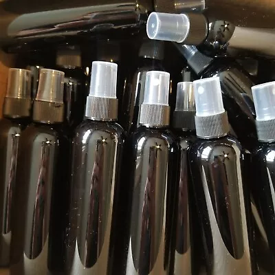 Large Lot Of 30 - 4 Ounce Black Fine Spray Bottles W/Caps For Body Spray • $15.99