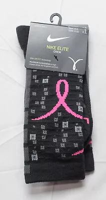 Nike Unisex Pink Ribbon Basketball Elite Crew Socks TS8 Black Medium NWT • $14.39