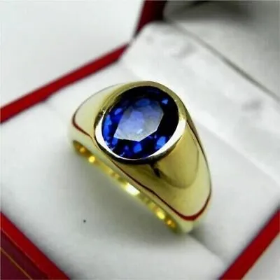 Natural Mens Blue Sapphire Ring Sterling Silver 925 Handmade Ring Best Sapphire • $211