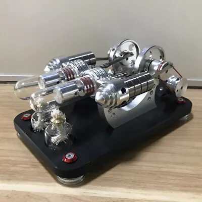 Powerful Hot Air Stirling Engine Model Toy Mini V-2 Engine Generator V2 Motor • $9.99