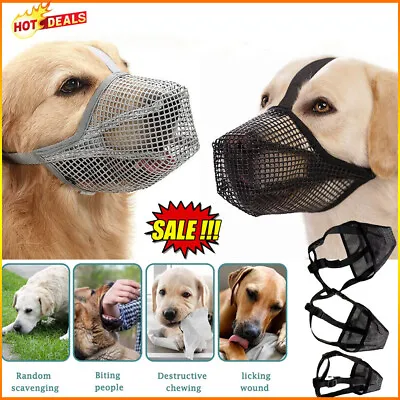 Dog Anti-lick Mouth Cover Breathable Muzzle Pet Mesh Anti-Biting Chewing Licking • £3.71