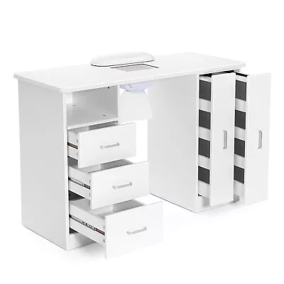 Multi-tier Storage White Manicure Table Nail Desk Beauty W/DrawerDust Collector • $299.90