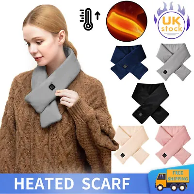 Electric Heated Scarf USB Rechargeable Neck Heating Pad Winter Warmer Wrap Shawl • £8.98