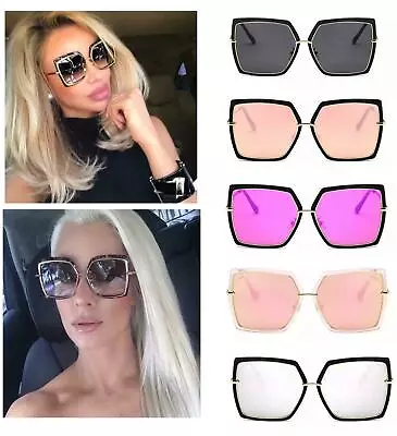 Oversized Square Sunglasses Women Color Mirror Coating Shades Fashion  • £3.99