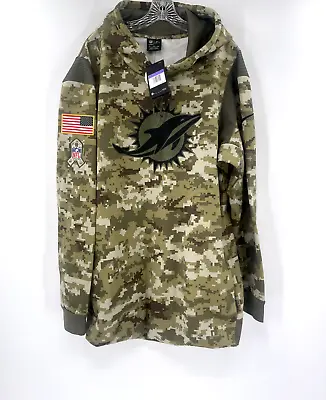 Miami Dolphins Team Issued Green Camo Salute To Service Nike Dri Fit Hoodie 3xl • $79.99