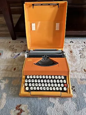 Vtg Sears Chevron Portable Typewriter Orange Litton 1970 Era Hard Case. • $45