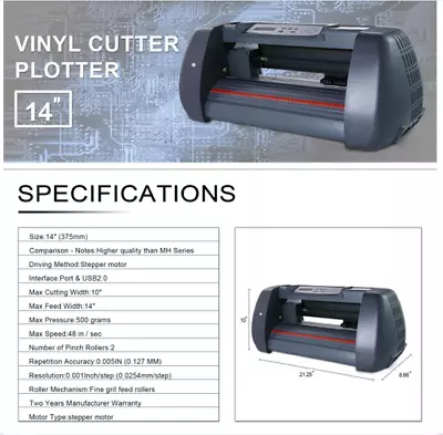 Vinyl 14  Plotter Cutter Machine Plotter Printer Sign Making Machine LCD Screen • $175.45