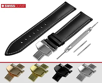 £9.95 • Buy Fits CITIZEN Flat Black Genuine Leather Watch Strap Band For Clasp Buckle Pins