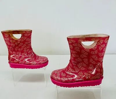 UGG Girls Pink Butterfly Rain Boots Size 6 As Is • $10