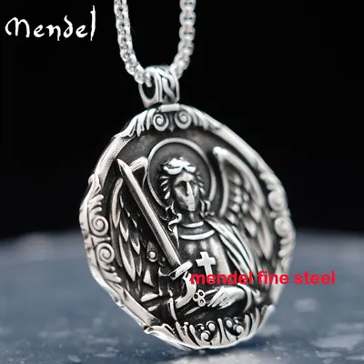 MENDEL Mens Catholic Christian Saint St Michael Medal Medallion Pendant Necklace • $12.99
