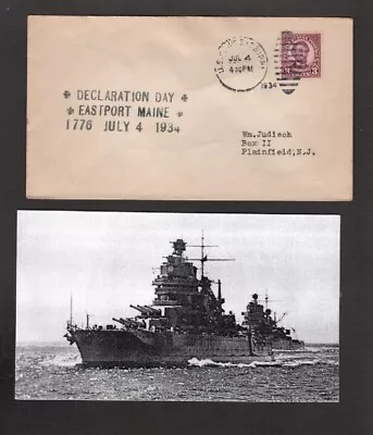 U.S.S. Mississippi  (BB-41) - Naval Ship's Cover - July 4 1934 • $6.99