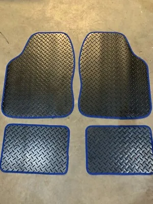 FOR: VOLVO V40 V50 V70 V90 - UNIVERSAL Car Floor Mats Black Rubber & BLUE TRIM • $16.16